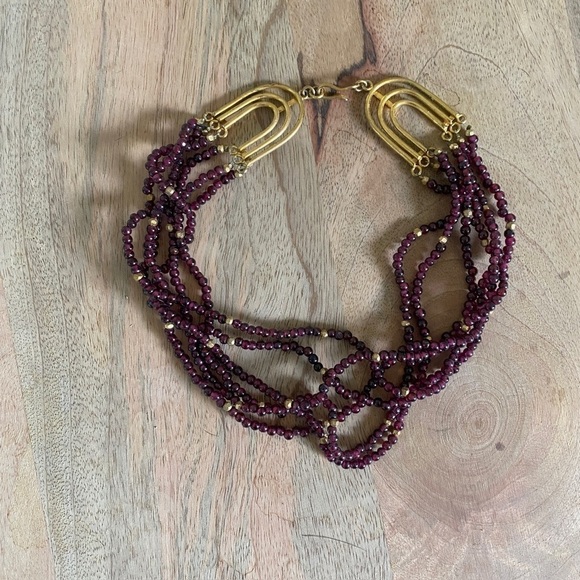 Vinatge Amethyst Beaded Statement Necklace - Picture 1 of 3